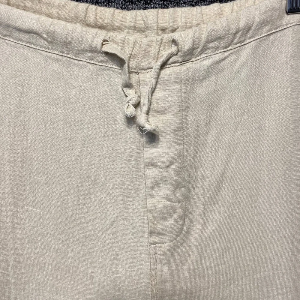 Toscano 100% Linen Pants Mens XXL Cream Beige Drawstring Elastic Waist‎ Resort